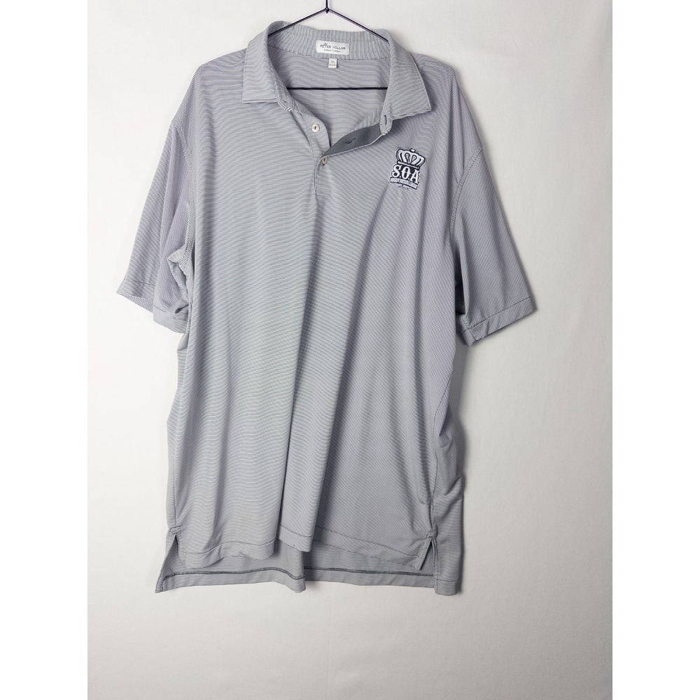 Peter Millar Summer Comfort‎ Polo Shirt Mens XL Striped Logo Golf Short Sleeve